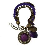 Pulseira de Corda Roxa com Pingente